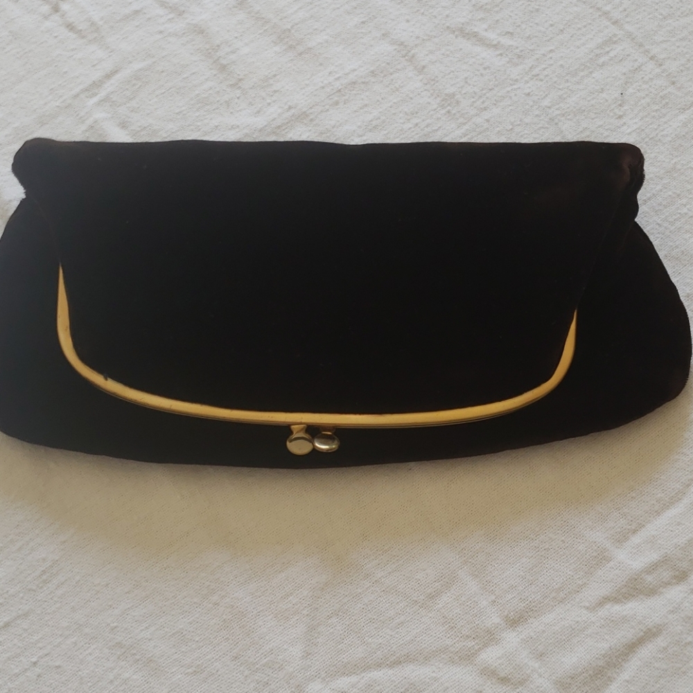 Vintage brown velvet clutch